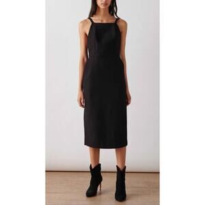 Ba&sh Wondy Black Cotton Slim Cut Overall Midi Dress US 8 NWT $265